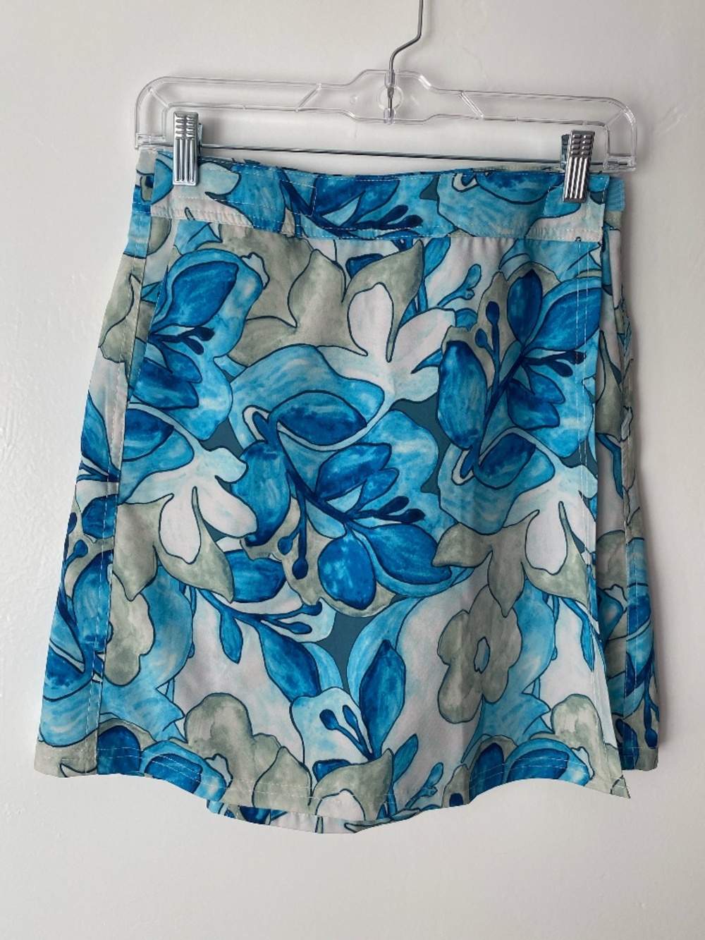 RipSkirt Hawaii Floral Wrap Skirt Sz XS Blue Green Women's Coastal Resort Beach